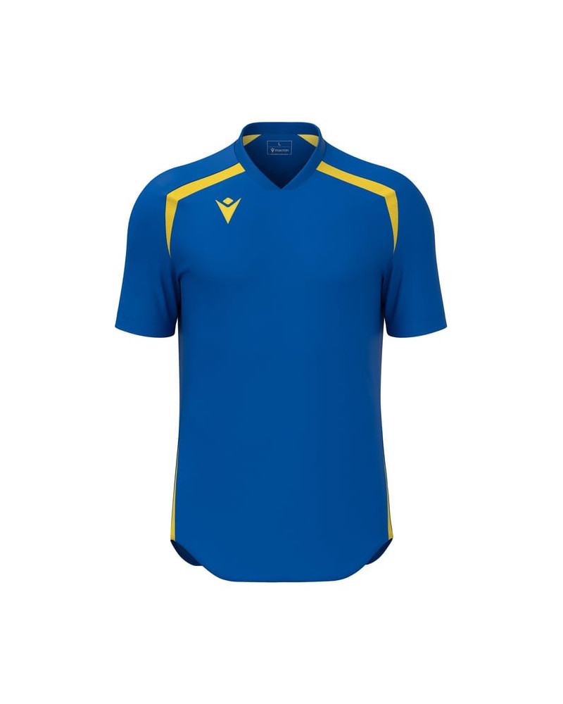 Niebieska koszulka Macron Wyrm z żółtymi dodatkami – piłkarska