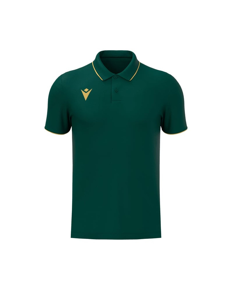 Koszulka polo Macron Draco Hero – butelkowa zieleń ze złotym | RED BOX