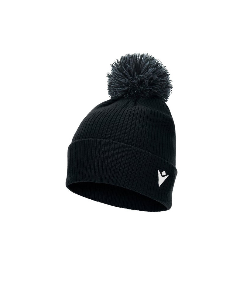 Czarna czapka z pomponem Macron- ciepła i stylowa beanie z logo Macron