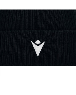 Czarna czapka z pomponem Macron- ciepła i stylowa beanie z logo Macron