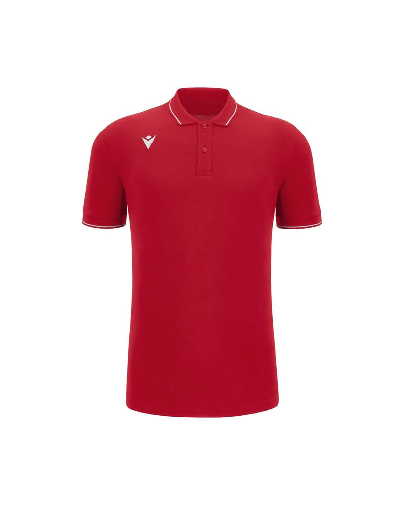 Czerwona koszulka polo Macron Comedy Eco- bawełna piqué, styl sportowy
