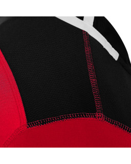 Koszulka rugby Macron Jasper czerwona czarna – wytrzymała, meczowa