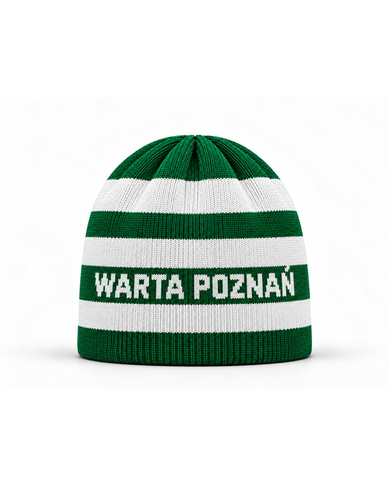 Czapka zimowa Warta Poznań w zielono-białe pasy | RED BOX